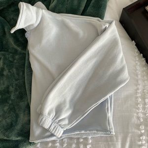 LIGHT BLUE aerie cropped collar sweatshirt